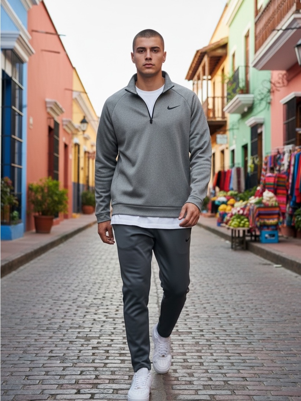 Nike Grey Half-Zip Pullover dri-fit  Athletic sweater